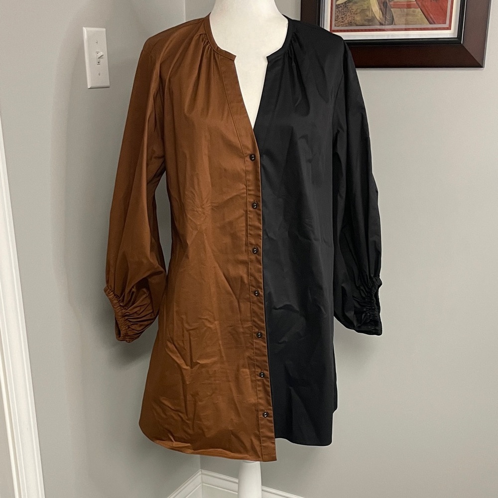 CROSBY by Mollie Burch Black and Brown Long Sleeve Dress Medium Mini - Picture 2 of 6